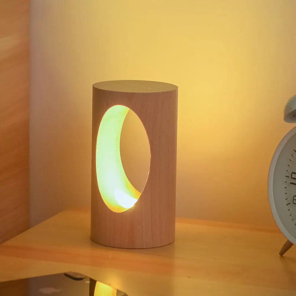 Table Lamp Solid Wood USB-Powered Glare-Free Warm Glow