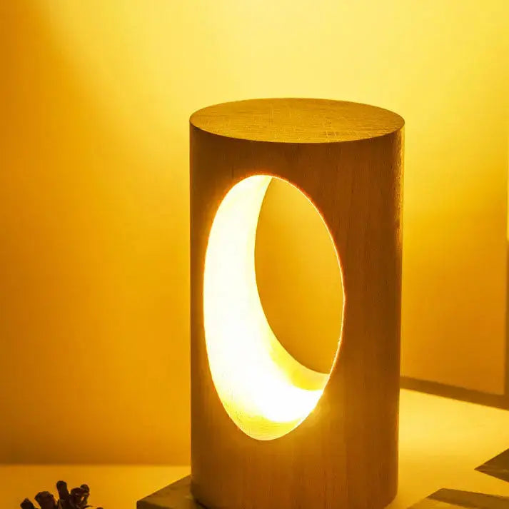 Table Lamp Solid Wood USB-Powered Glare-Free Warm Glow