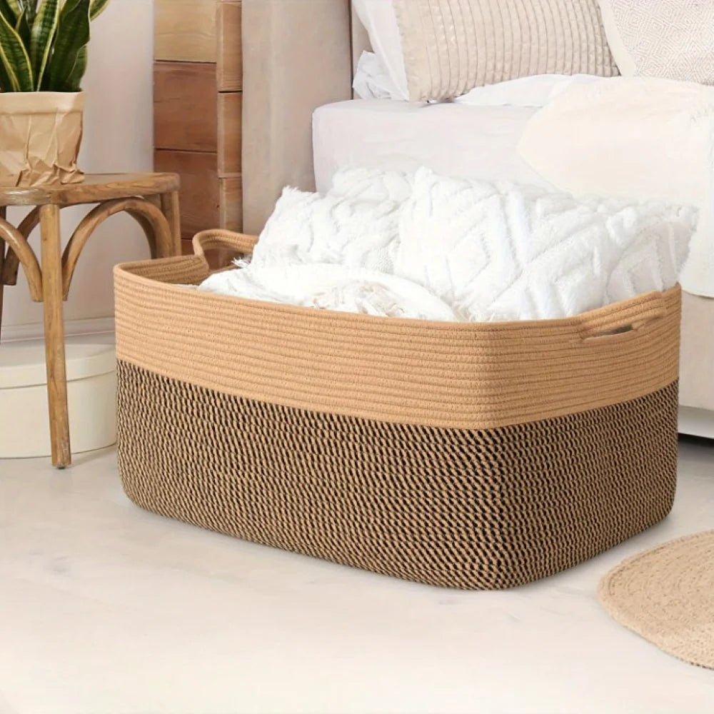 Textile Storage Basket 45L Machine Washable & Reinforced Handles
