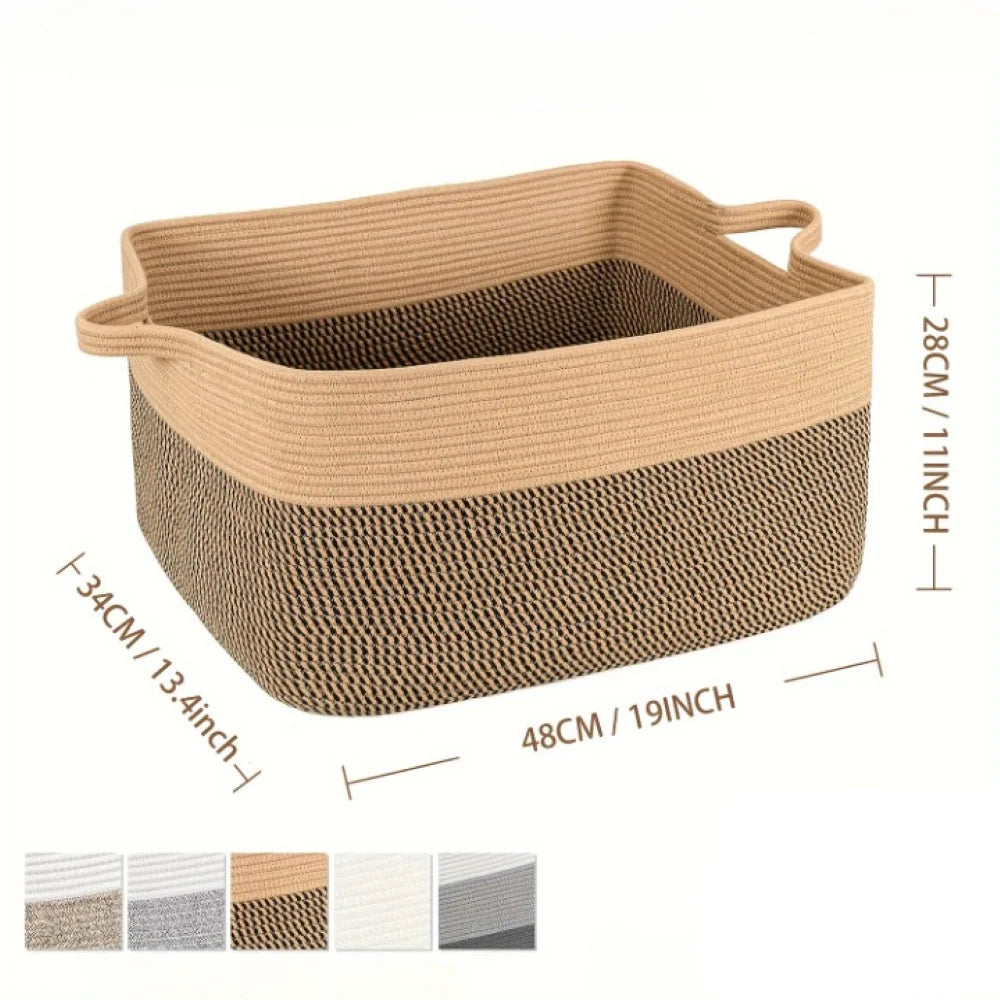 Textile Storage Basket 45L Machine Washable & Reinforced Handles