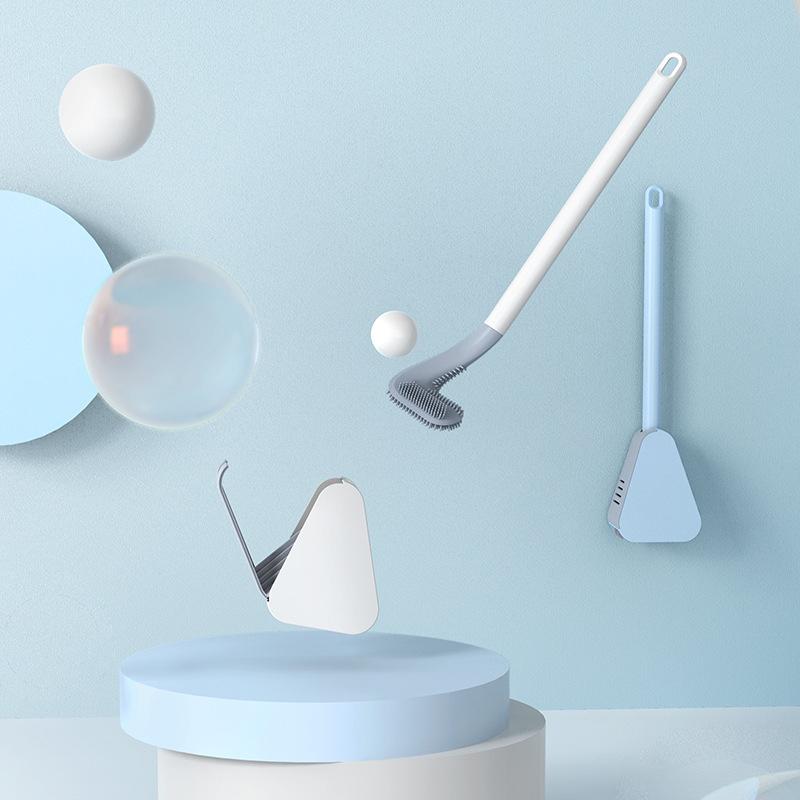 Toilet Brush Triangular TPR Bristles Drill-Free Mount