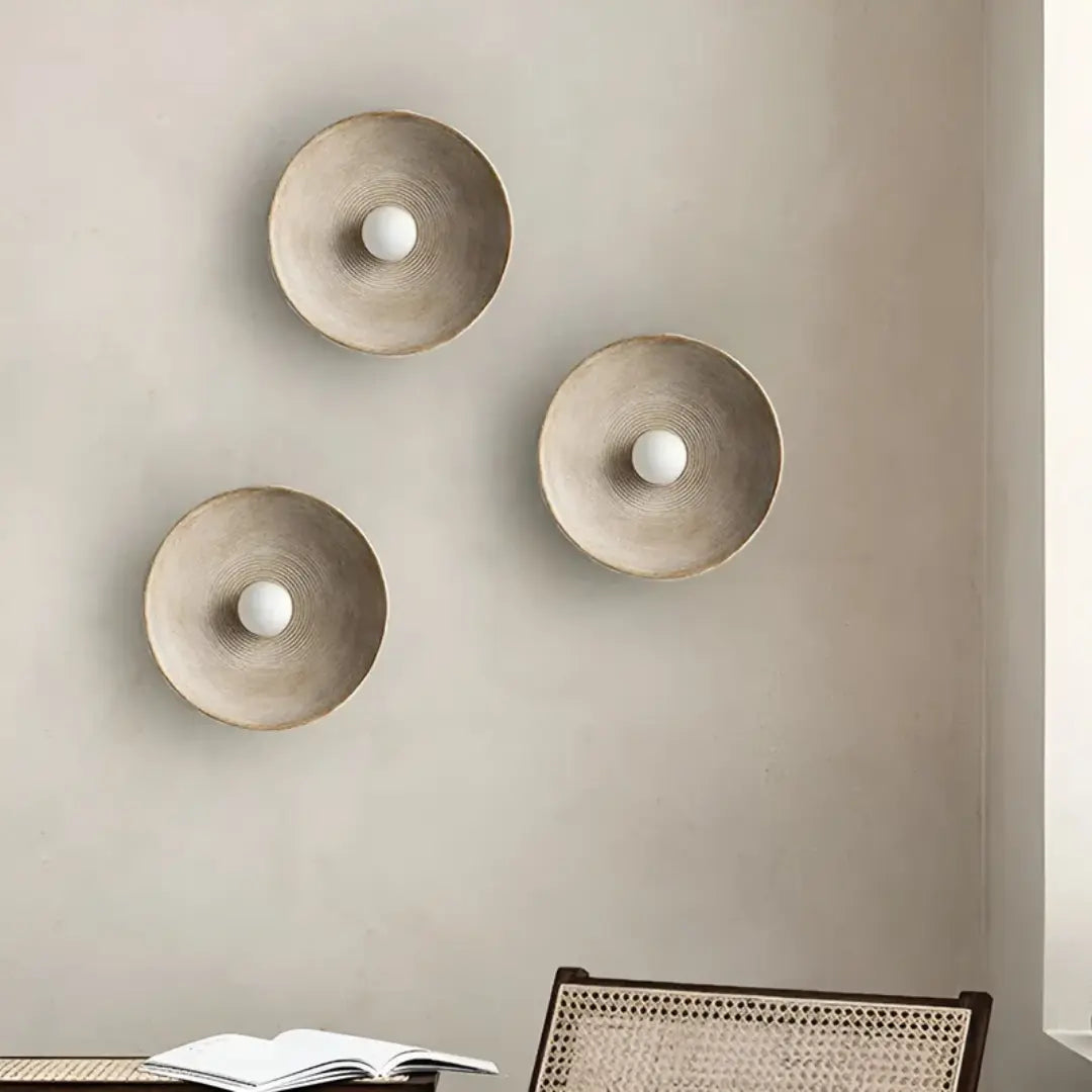 Wall Light Round Glass & Resin Selectable Light Tones