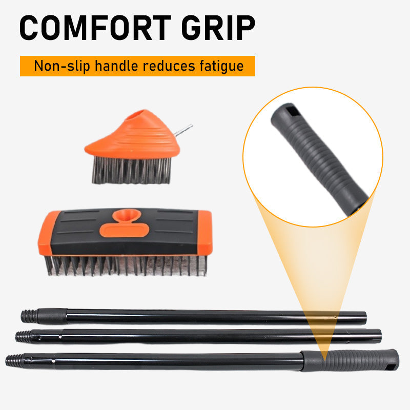 Weed Brush Set 3-in-1 Carbon Steel Bristles & Adjustable Handle