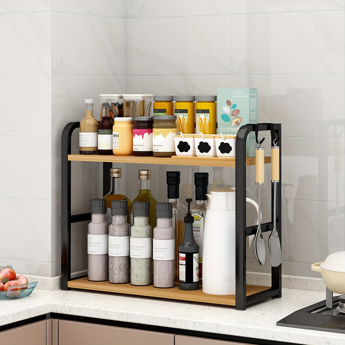 Versatile Two-Tier Kitchen Storage Rack for Easy Organization