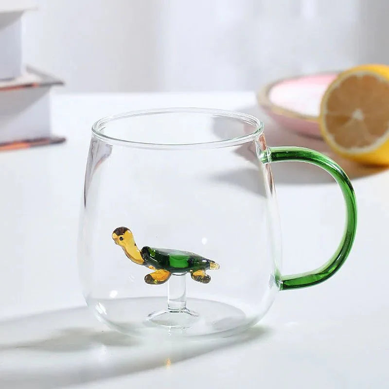 Charming 3D Animal Glass Mug | Durable and Heat-Resistant Drinkware