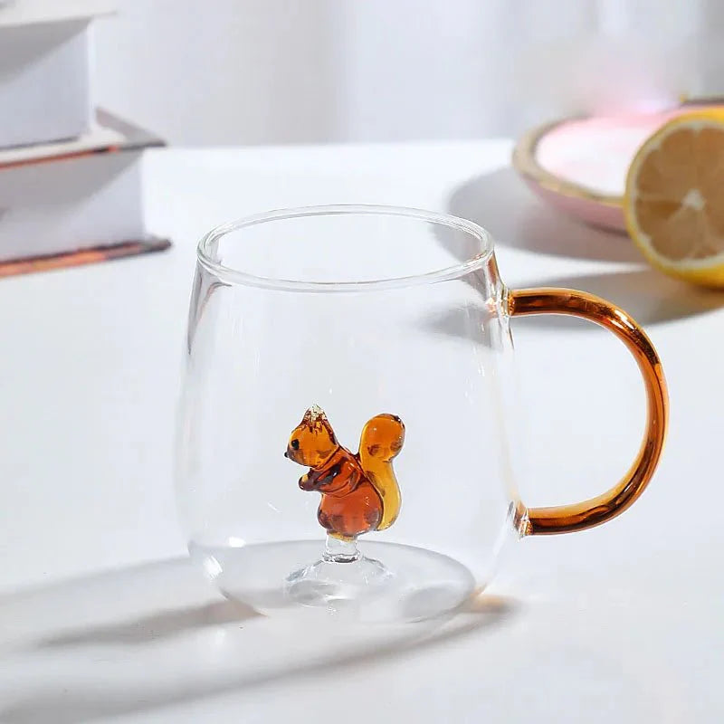 Charming 3D Animal Glass Mug | Durable and Heat-Resistant Drinkware