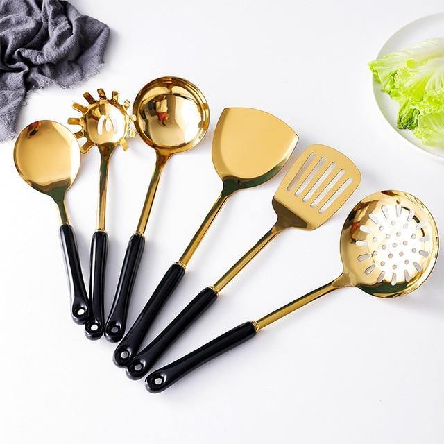 Sophisticated 6-Piece Kitchen Tool Set with Stylish Stand
