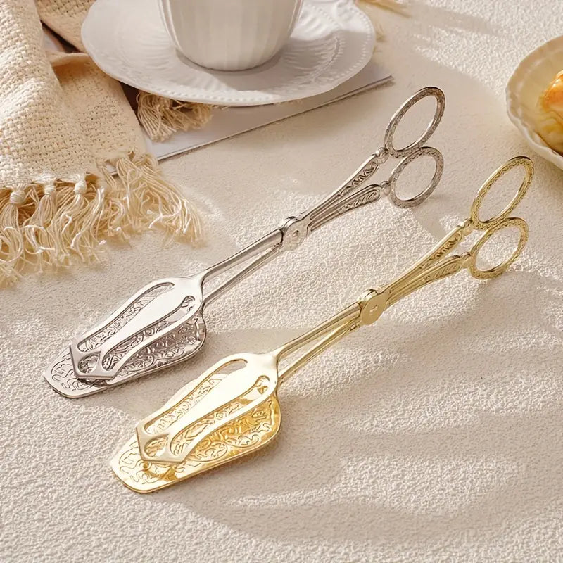 Stylish Stainless Steel Serving Tongs with Classic Detailing