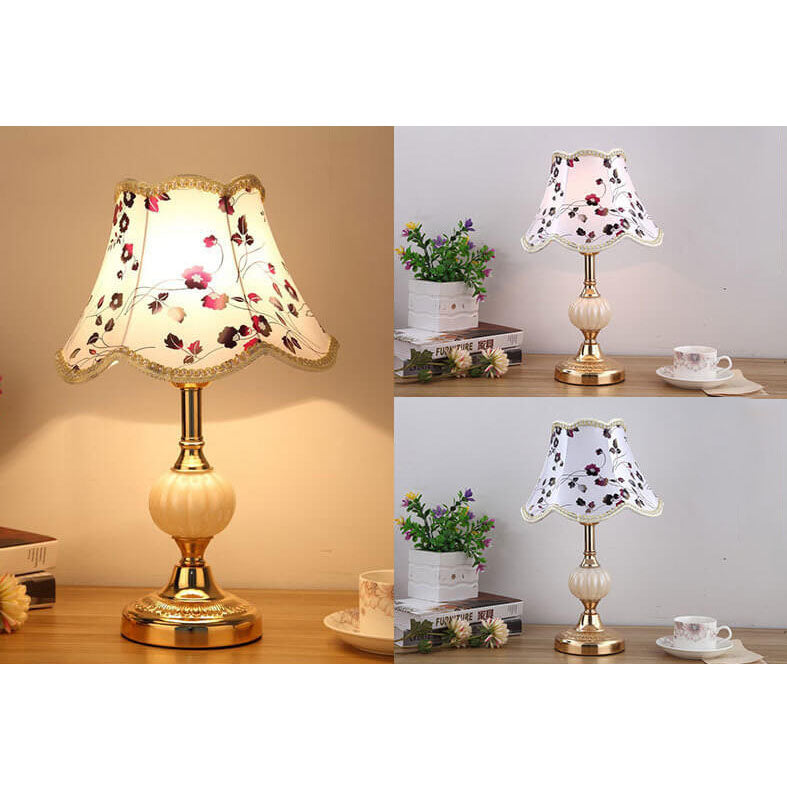 LuxeGlow | Chic Vintage-Style Glass and Fabric Table Lamp