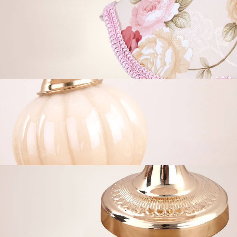 LuxeGlow | Chic Vintage-Style Glass and Fabric Table Lamp