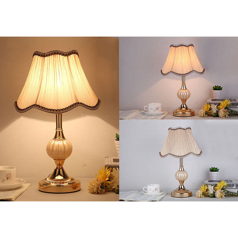 LuxeGlow | Chic Vintage-Style Glass and Fabric Table Lamp