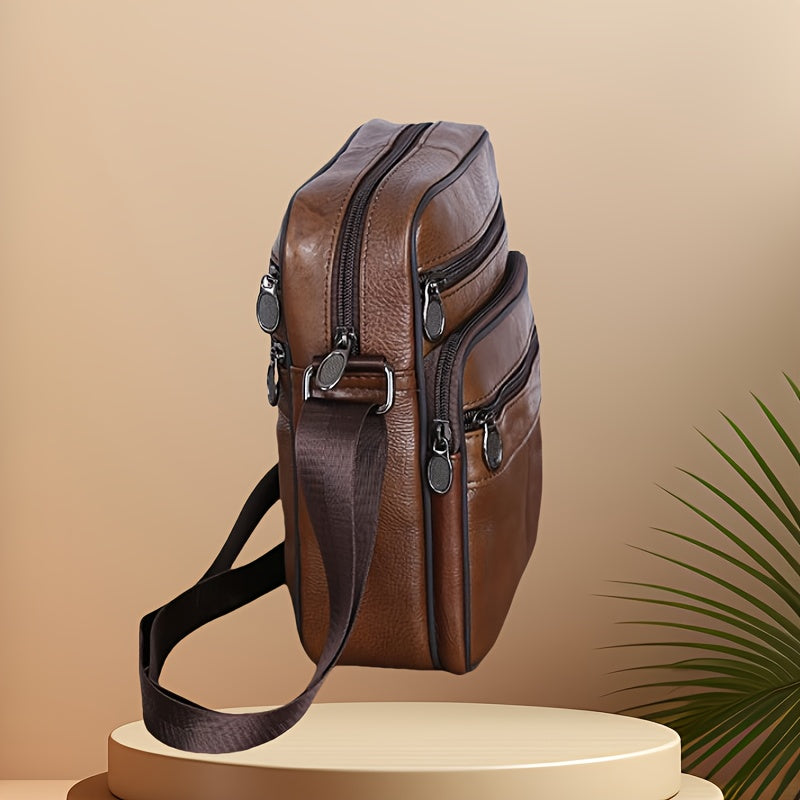 Elegantly Crafted Leather Messenger Bag with Adjustable Strap