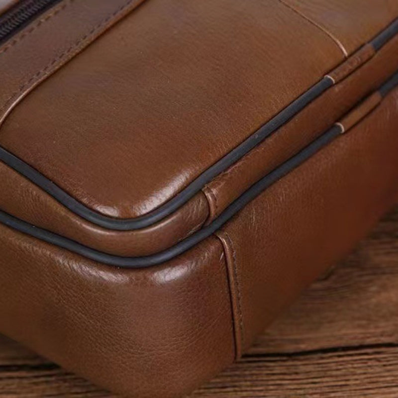 Elegantly Crafted Leather Messenger Bag with Adjustable Strap