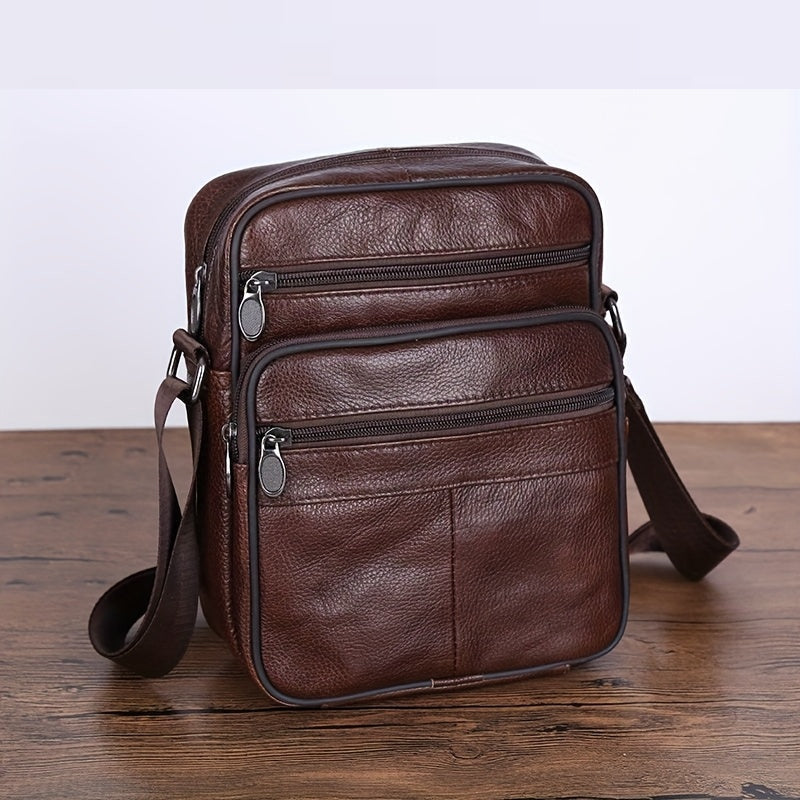 Elegantly Crafted Leather Messenger Bag with Adjustable Strap