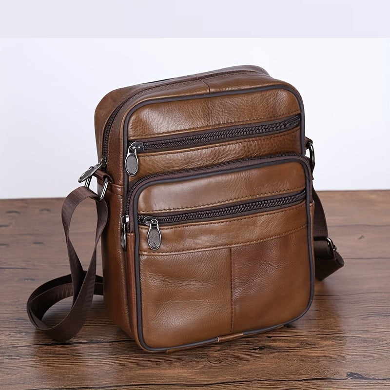 Elegantly Crafted Leather Messenger Bag with Adjustable Strap