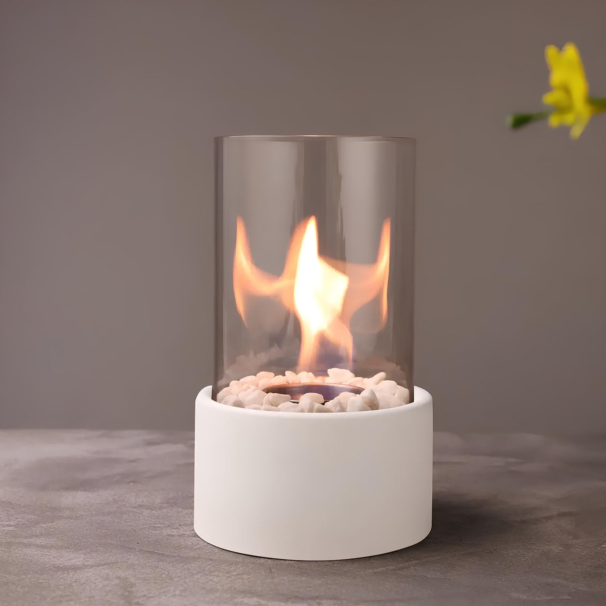 Decorative Lantern with Metal Base for Home Accent