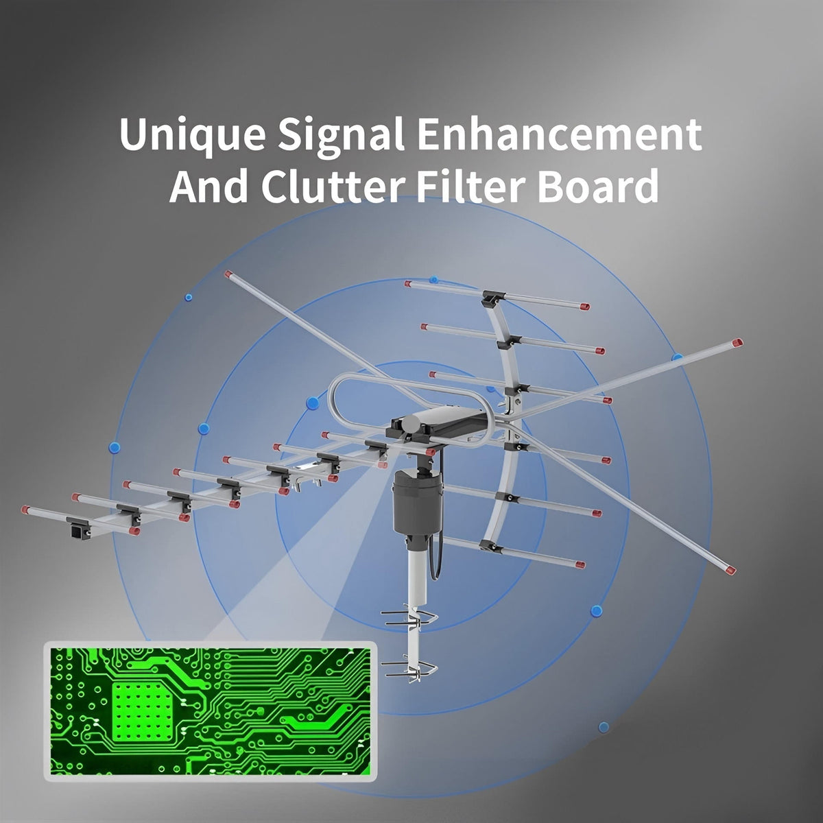 Premium Outdoor TV Antenna | 360° Rotating Signal Enhancer