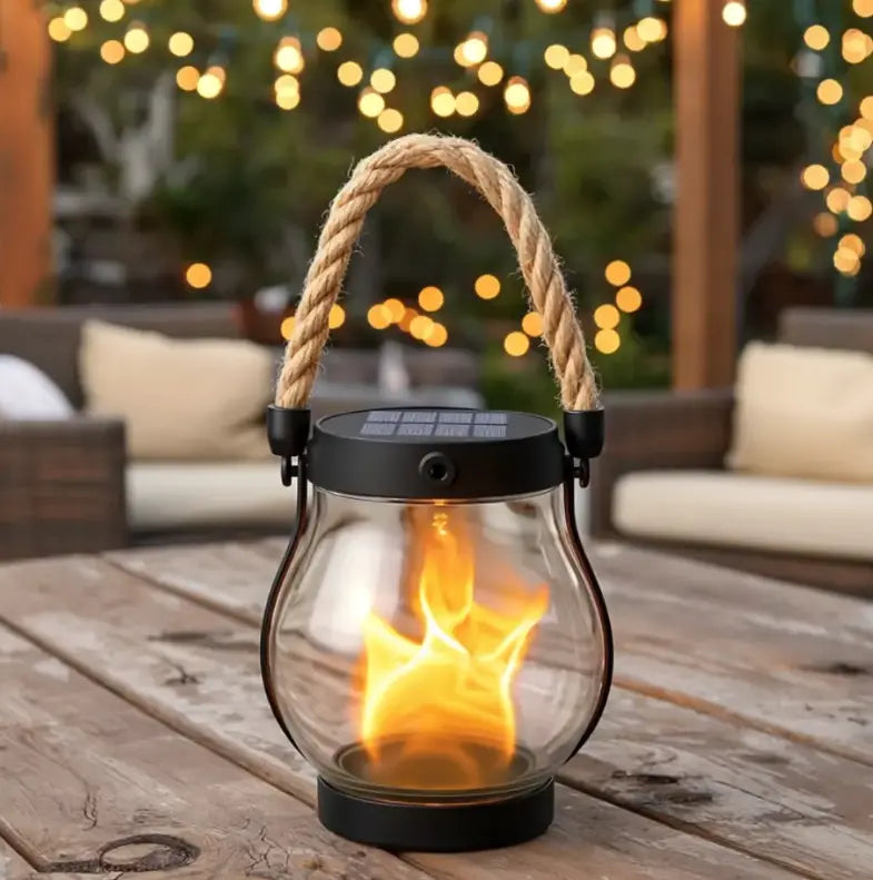 Solar Lantern with Flickering Flame Effect for Outdoor Spaces
