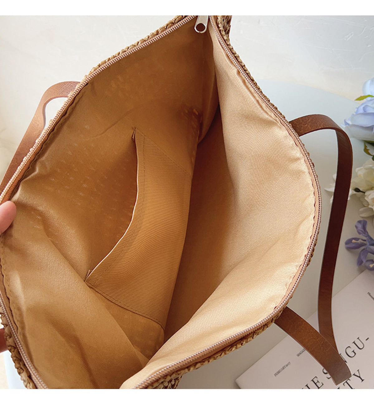 Chic Woven Beach Tote with Durable Leather Handles