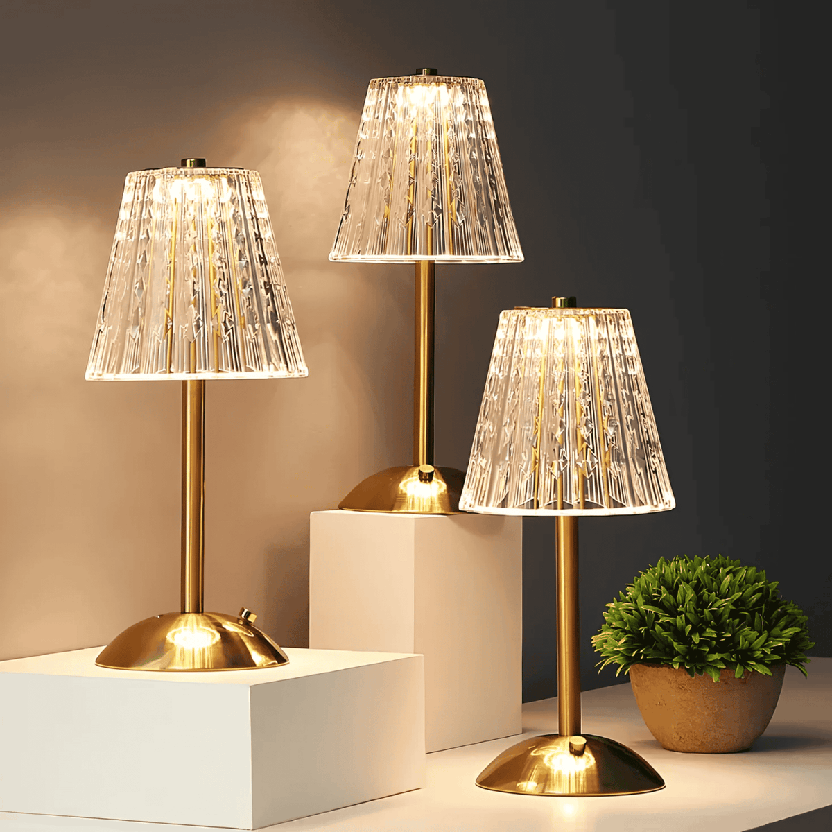 Elegant Touch-Controlled Rechargeable Table Lamp in Gold