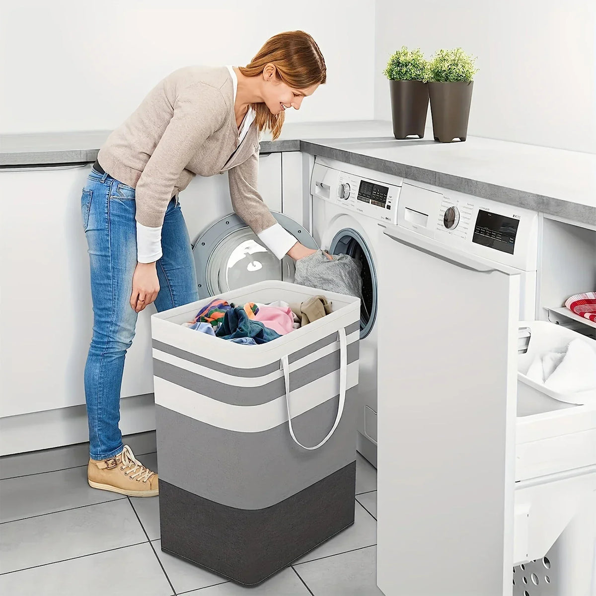 Collapsible 75L Laundry Basket with Handles – Large Storage Solution