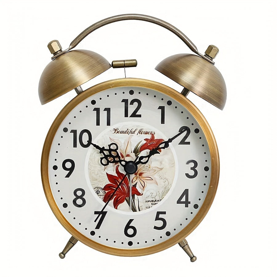 Elegant Twin Bell Alarm Clock with Luminous Hands