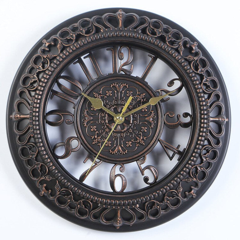 Elegant Retro Wall Clock with Intricate Resin Frame