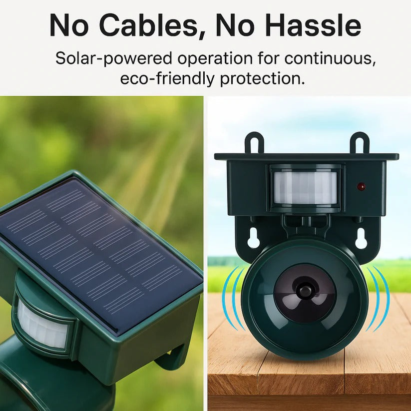 Eco-Friendly Motion-Activated Bird Repeller for Outdoor Spaces