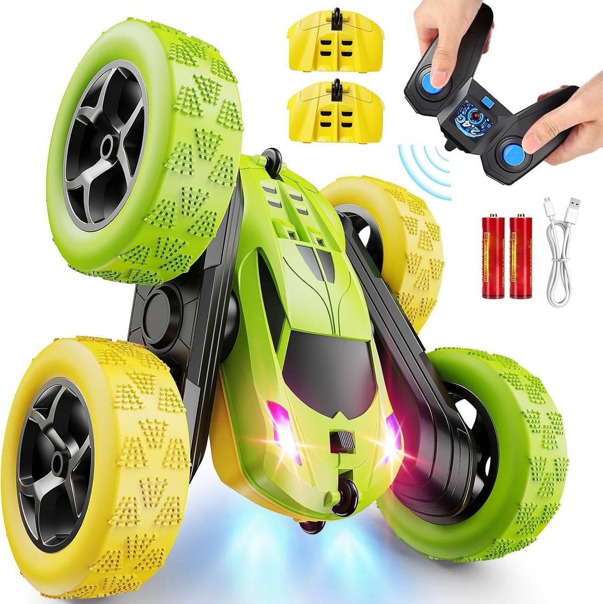 Stunt Racer RC Car for Kids Aged 6 to 12 with LED Lights