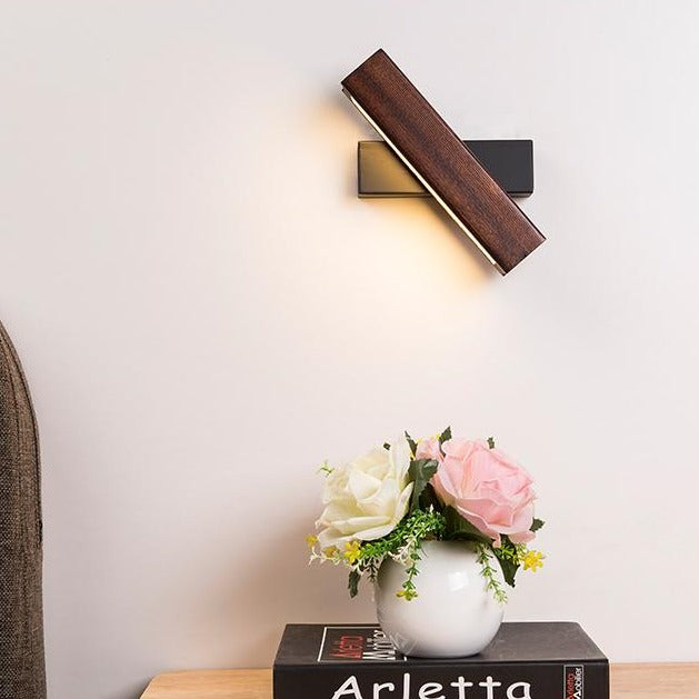 Rotating Twilight Pivot Wall Lamp – Wooden LED Light