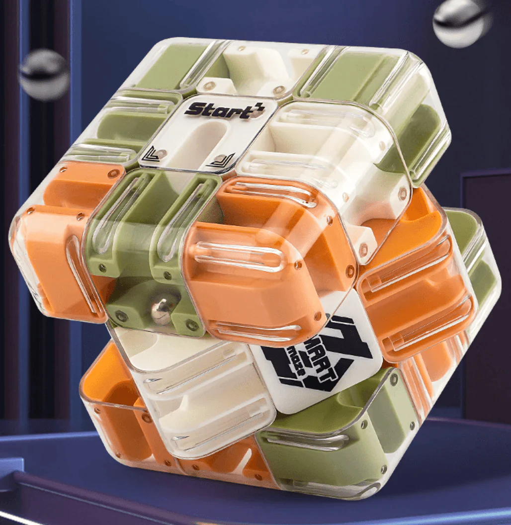 3D Maze Cube Transparent Stainless Steel Ball