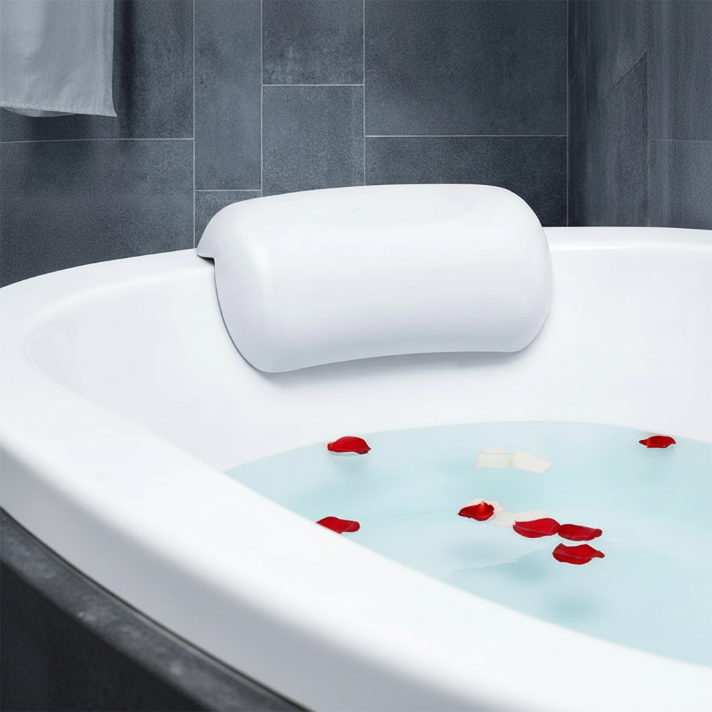 Bath Pillow Ergonomic Neck Support Non-Slip & Water-Repellent Foam