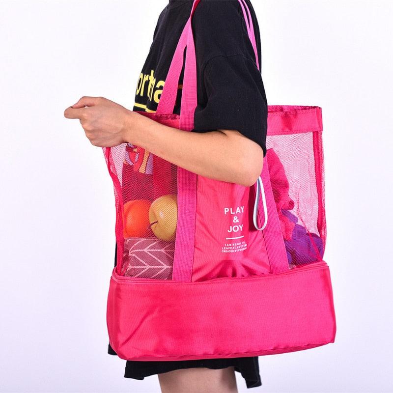 Beach Tote Mesh Top & Insulated Cooler