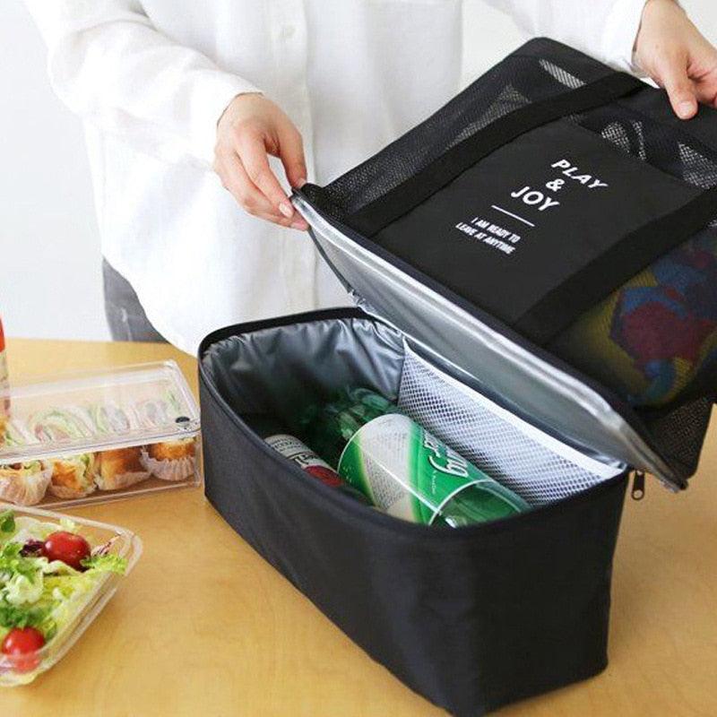 Beach Tote Mesh Top & Insulated Cooler