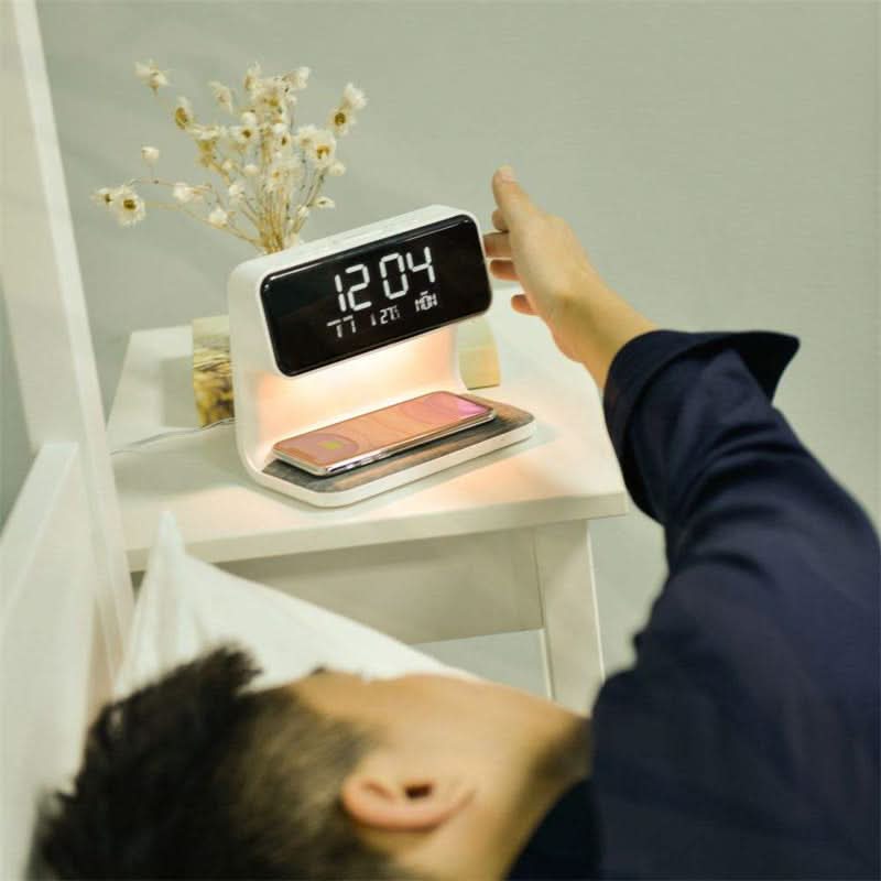 Bedside Lamp Touch Dimmable LED Wireless Charging Alarm Clock