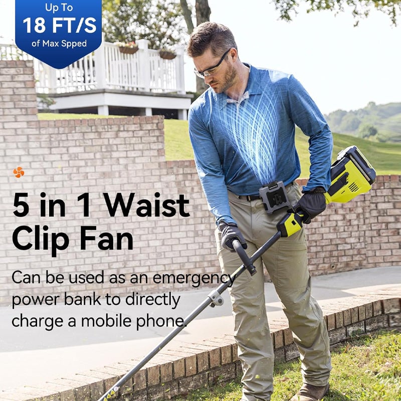 Belt Fan USB Rechargeable Clip-On Multiple Speeds