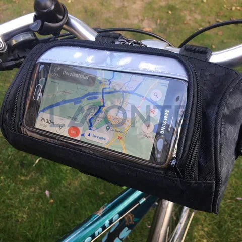 Bike Handlebar Phone Bag Touchscreen Splash-Resistant Universal Velcro Strap