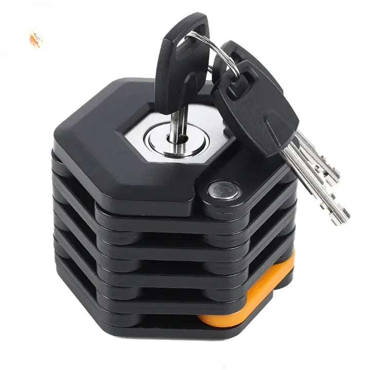 Bike Lock Foldable Hardened Steel Drill-Resistant