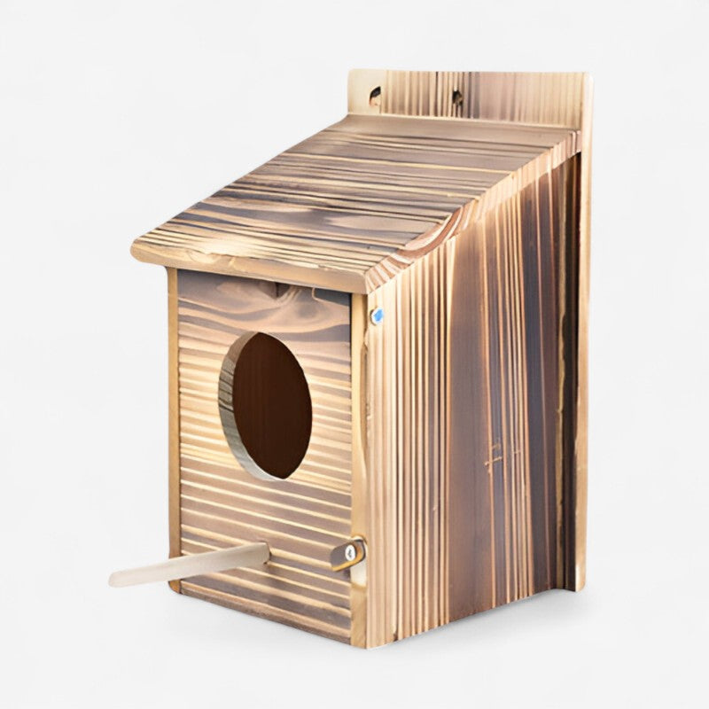 Birdhouse Natural Wood Box Shape Indoor & Outdoor