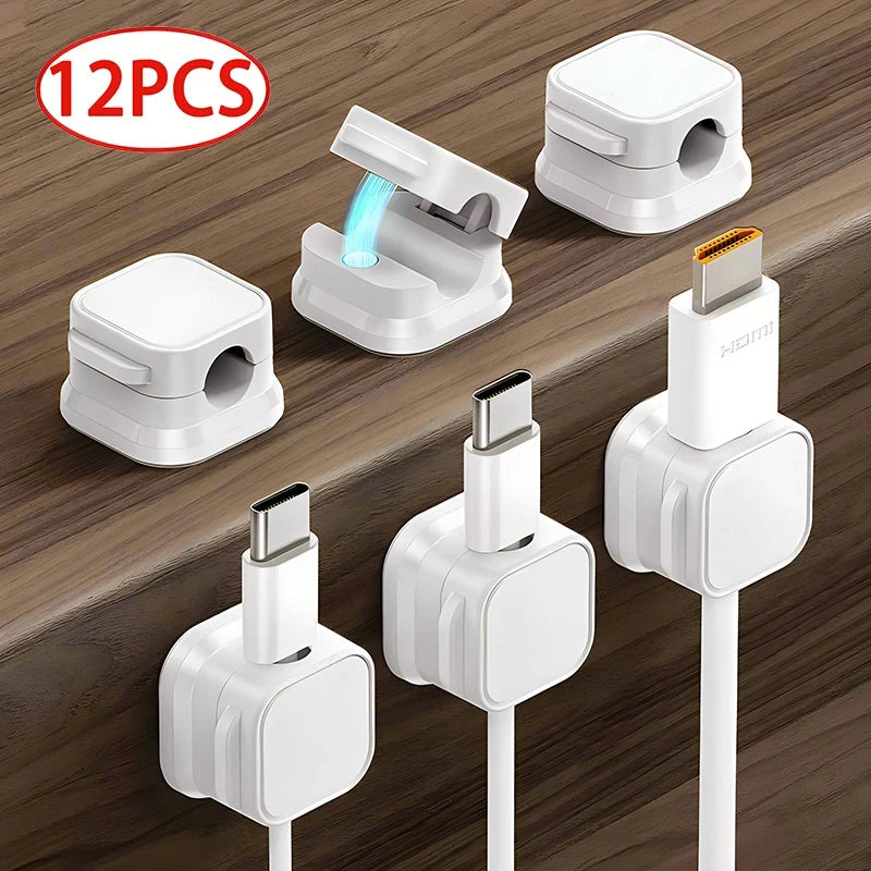 Cable Organizer Magnetic & Self-Adhesive Set of 12