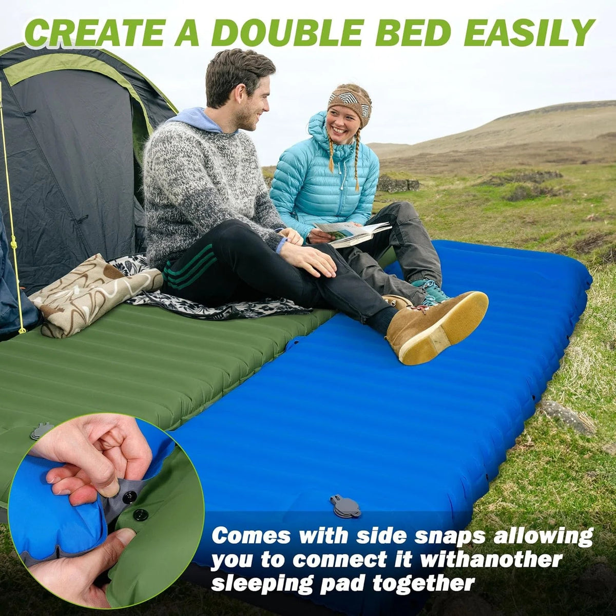 Camping Sleeping Pad Extra-Thick Self-Inflating & Connectable