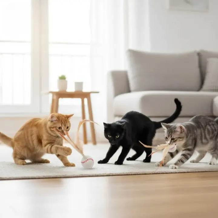 Cat Toy Interactive Battery-Free Silicone & Natural Feathers