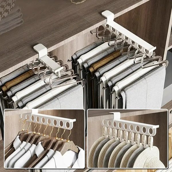 Closet Hanger Extendable Smooth Sliding Aluminum Adhesive Mount