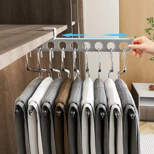 Closet Hanger Extendable Smooth Sliding Aluminum Adhesive Mount