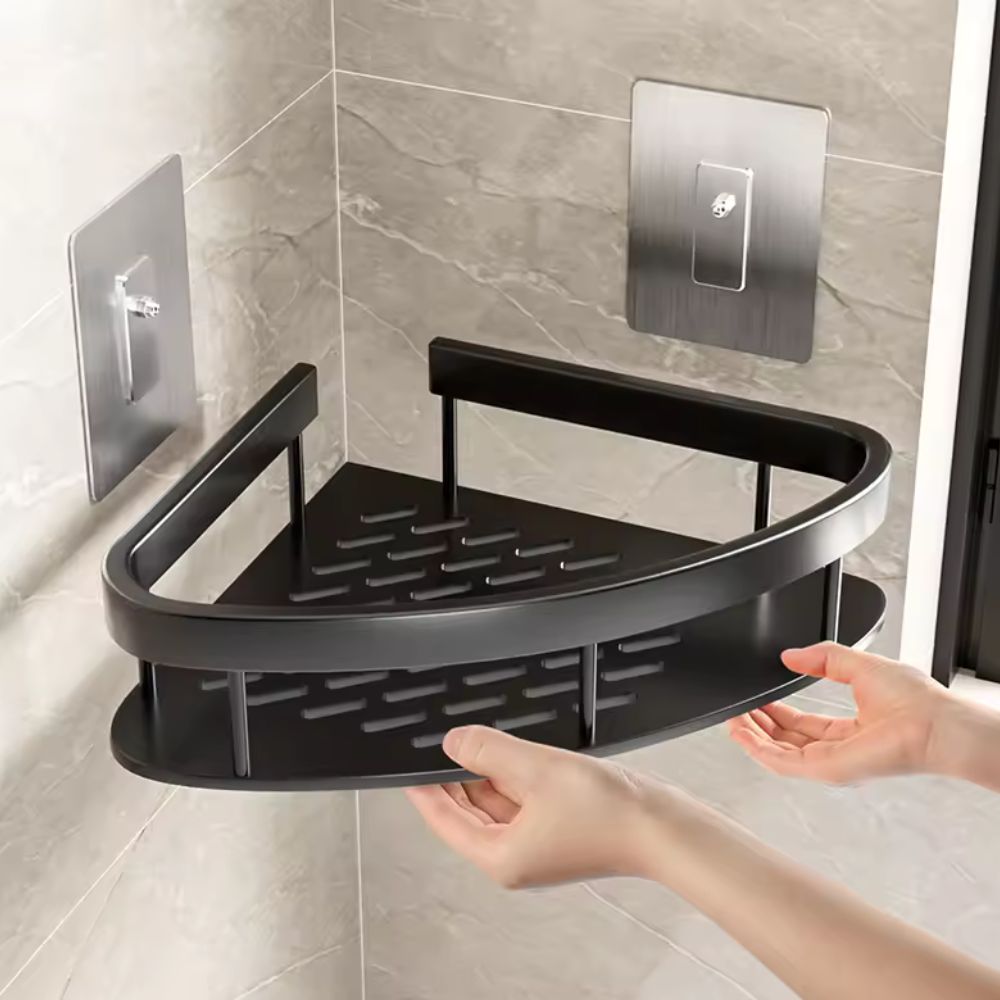 Corner Shower Shelf Drill-Free Mount Aluminum