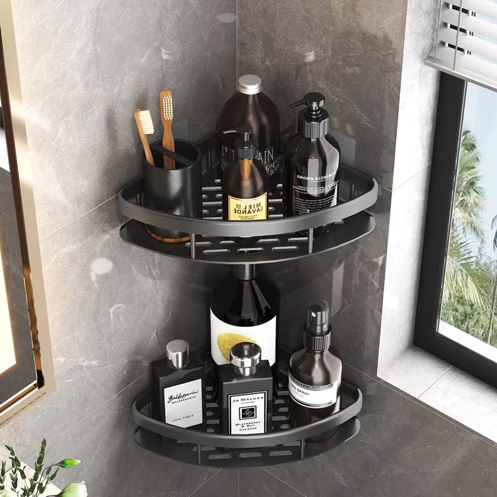 Corner Shower Shelf Drill-Free Mount Aluminum
