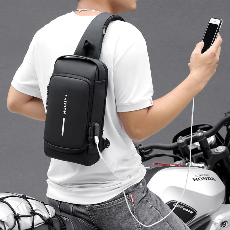 Crossbody Bag Anti-Theft USB Charging Fits 9.7-Inch Tablet