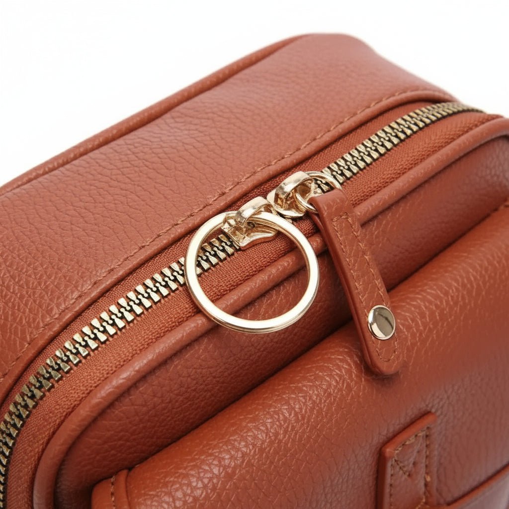 Crossbody Bag Grained Faux Leather Multiple Pockets