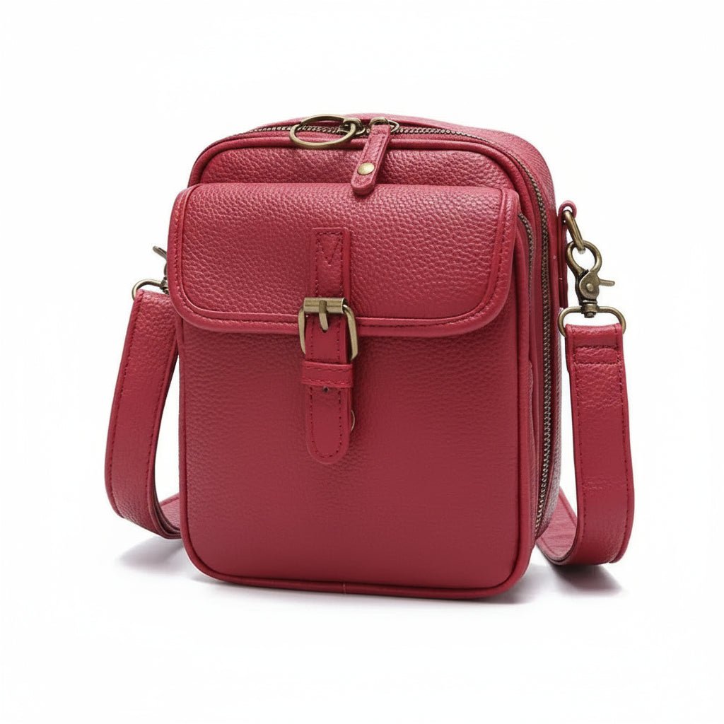 Crossbody Bag Grained Faux Leather Multiple Pockets