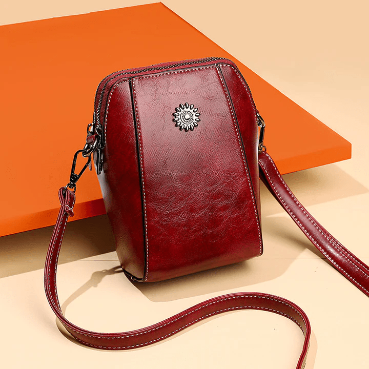 Crossbody Bag Vintage Leather-Look Multiple Compartments & Card Slots